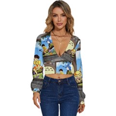 My Neighbor Totoro Long Sleeve Deep-v Velour Top by Sarkoni