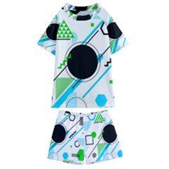 Geometric Shapes Background Kids  Swim T-shirt And Shorts Set by Bedest