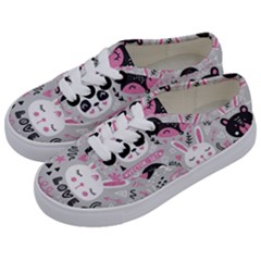 Big Set With Cute Cartoon Animals Bear Panda Bunny Penguin Cat Fox Kids  Classic Low Top Sneakers by Bedest