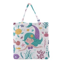 Set Cute Mermaid Seaweeds Marine In Habitants Grocery Tote Bag by Bedest