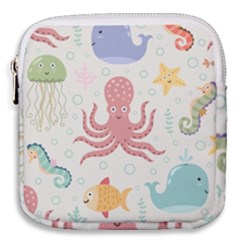 Underwater Seamless Pattern Light Background Funny Mini Square Pouch by Bedest