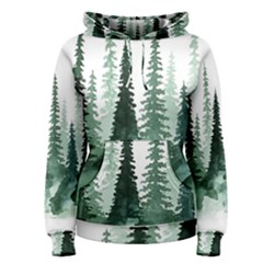 Tree Watercolor Painting Pine Forest Women s Pullover Hoodie by Hannah976