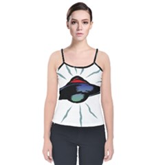 Alien Unidentified Flying Object Ufo Velvet Spaghetti Strap Top by Sarkoni