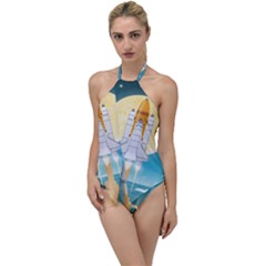 Space Exploration Illustration Go With The Flow One Piece Swimsuit by Bedest