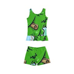 Parrot Hat Cartoon Captain Kids  Boyleg Swimsuit by Sarkoni