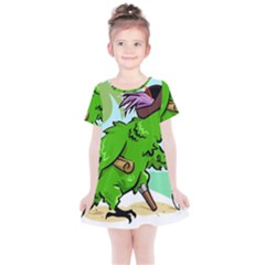 Parrot Hat Cartoon Captain Kids  Simple Cotton Dress by Sarkoni