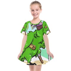 Parrot Hat Cartoon Captain Kids  Smock Dress by Sarkoni