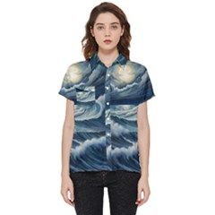 Waves Storm Sea Short Sleeve Pocket Shirt by Bedest