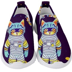 Cat Astronaut Space Retro Universe Kids  Slip On Sneakers by Bedest