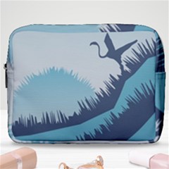 Swan Flying Bird Wings Waves Grass Make Up Pouch (large) by Bedest