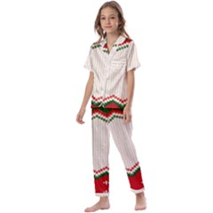 Merry Christmas Happy New Year Kids  Satin Short Sleeve Pajamas Set by artworkshop