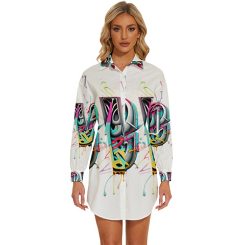 Graffiti Love Womens Long Sleeve Shirt Dress by essentialimage