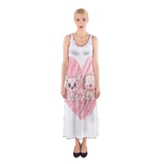 Paw Dog Pet Puppy Canine Cute Sleeveless Maxi Dress by Sarkoni