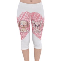 Paw Dog Pet Puppy Canine Cute Velvet Capri Leggings  by Sarkoni