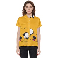 Adventure Time Cartoon Face Funny Happy Toon Short Sleeve Pocket Shirt by Bedest