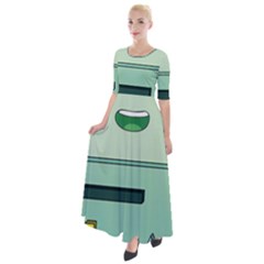 Adventure Time Bmo Beemo Green Half Sleeves Maxi Dress by Bedest