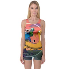 Finn And Jake Adventure Time Bmo Cartoon One Piece Boyleg Swimsuit by Bedest