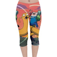 Finn And Jake Adventure Time Bmo Cartoon Velvet Capri Leggings  by Bedest