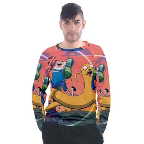 Finn And Jake Adventure Time Bmo Cartoon Men s Long Sleeve Raglan T-shirt by Bedest