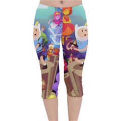 Cartoon Adventure Time Finn Princess Bubblegum Lumpy Space Velvet Capri Leggings  by Bedest