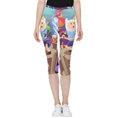 Cartoon Adventure Time Finn Princess Bubblegum Lumpy Space Inside Out Lightweight Velour Capri Leggings  by Bedest