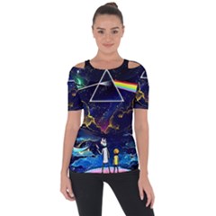 Trippy Kit Rick And Morty Galaxy Pink Floyd Shoulder Cut Out Short Sleeve Top by Bedest