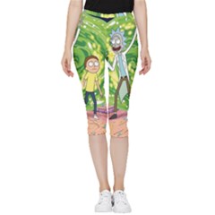 Rick And Morty Adventure Time Cartoon Inside Out Lightweight Velour Capri Leggings  by Bedest