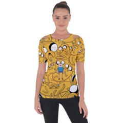 Adventure Time Finn Jake Cartoon Shoulder Cut Out Short Sleeve Top by Bedest