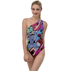 Graffiti Monster Street Theme To One Side Swimsuit by Bedest