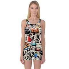 Art Book Gang Crazy Graffiti Supreme Work One Piece Boyleg Swimsuit by Bedest