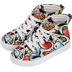 Comical Words Animals Comic Omics Crazy Graffiti Kids  Hi-top Skate Sneakers by Bedest