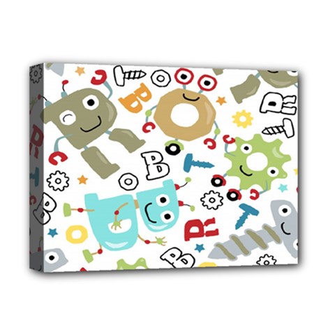 Seamless Pattern Vector With Funny Robots Cartoon Deluxe Canvas 16  X 12  (stretched)  by Hannah976