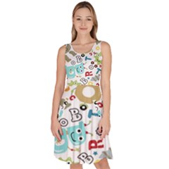 Seamless Pattern Vector With Funny Robots Cartoon Knee Length Skater Dress With Pockets by Hannah976