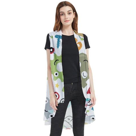 Seamless Pattern Vector With Funny Robots Cartoon Sleeveless Chiffon Waistcoat Shirt by Hannah976