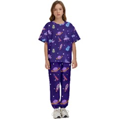 Space Seamless Pattern Kids  T-shirt And Pants Sports Set by Hannah976