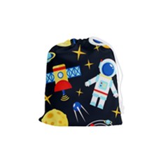 Space Seamless Pattern Cartoon Art Drawstring Pouch (medium) by Hannah976