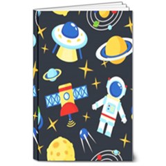 Space Seamless Pattern Cartoon Art 8  X 10  Softcover Notebook by Hannah976