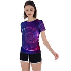 Time Machine Back Circle Cutout Sports T-shirt by Hannah976