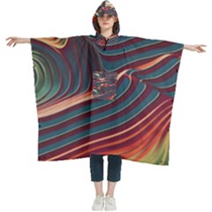 Dessert Storm Wave  pattern  Women s Hooded Rain Ponchos by coffeus