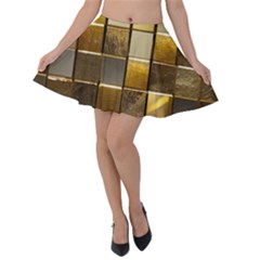 Golden Mosaic Tiles  Velvet Skater Skirt by essentialimage