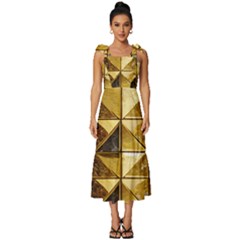 Golden Mosaic Tiles  Tie-strap Tiered Midi Chiffon Dress by essentialimage365