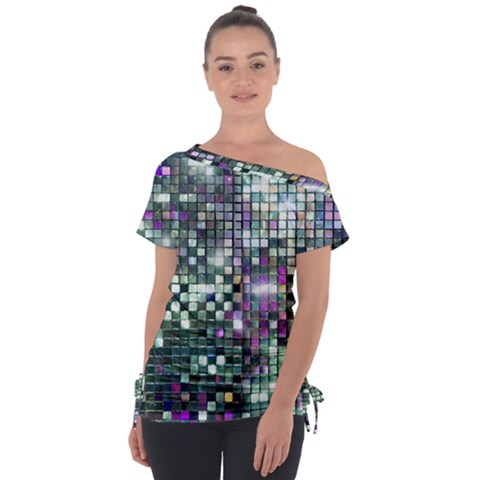 Disco Mosaic Magic Off Shoulder Tie-up T-shirt by essentialimage365