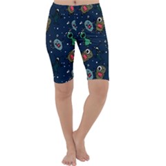 Monster Alien Pattern Seamless Background Cropped Leggings  by Hannah976