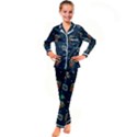 Monster Alien Pattern Seamless Background Kids  Satin Long Sleeve Pajamas Set View1