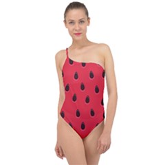 Seamless Watermelon Surface Texture Classic One Shoulder Swimsuit by Hannah976