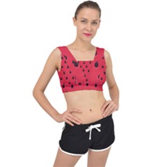 Seamless Watermelon Surface Texture V-back Sports Bra by Hannah976