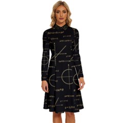 Abstract Math Pattern Long Sleeve Shirt Collar A-line Dress by Hannah976