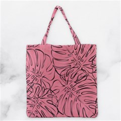 Pink Monstera Grocery Tote Bag by ConteMonfrey