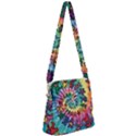 Grateful Dead Bears Tie Dye Vibrant Spiral Zipper Messenger Bag View1