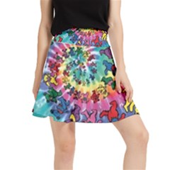 Grateful Dead Bears Tie Dye Vibrant Spiral Waistband Skirt by Bedest